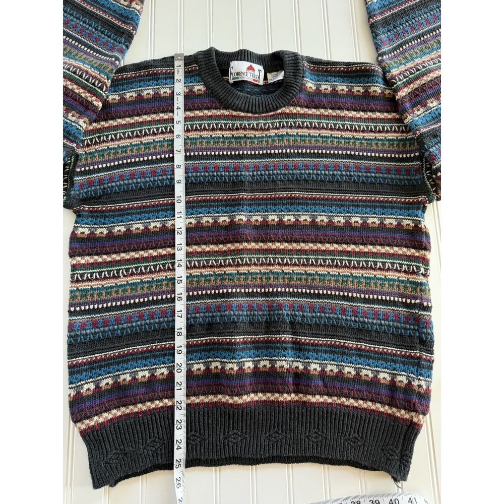Vintage Florence Tricot Sweater L Coogi Style Textured Knit Colorful - Picture 5 of 8